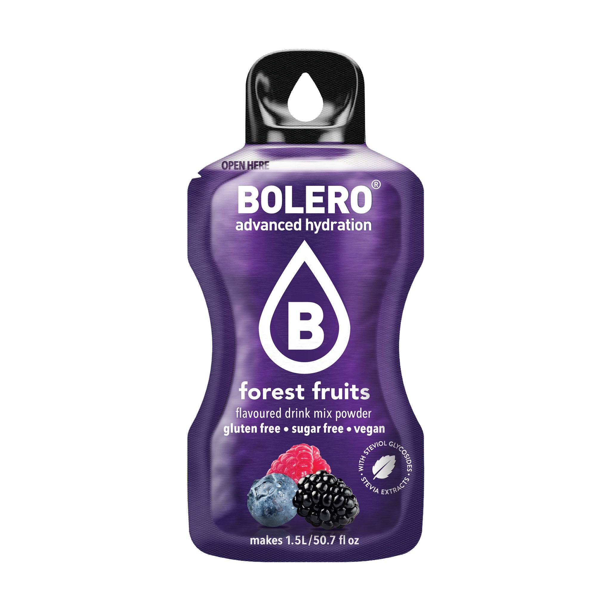 Bolero Bosvruchten, zakje suikervrije limonadepoeder van 9 gram voor 1,5 liter