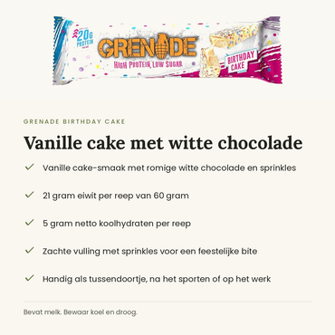 Grenade Birthday Cake voordelen