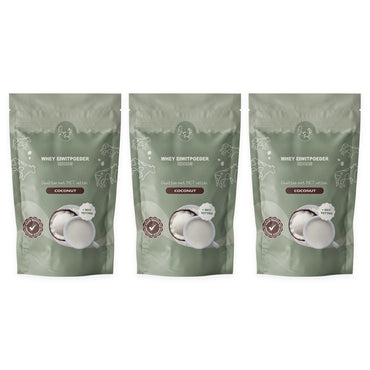 3 zakken Whey Eiwitpoeder Kokos, voordeelpakket van 3 x 300 gram