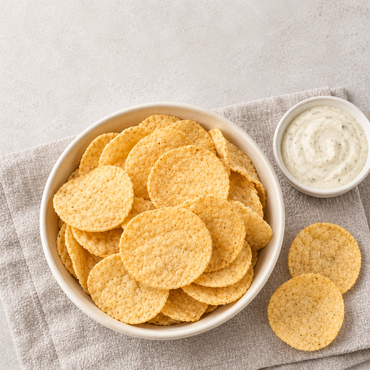 Cream Onion Chips in schaal