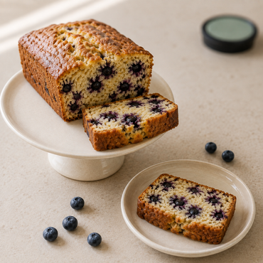 Koolhydraatarme cake met blauwe bessen gerezen met wijnsteenbakpoeder