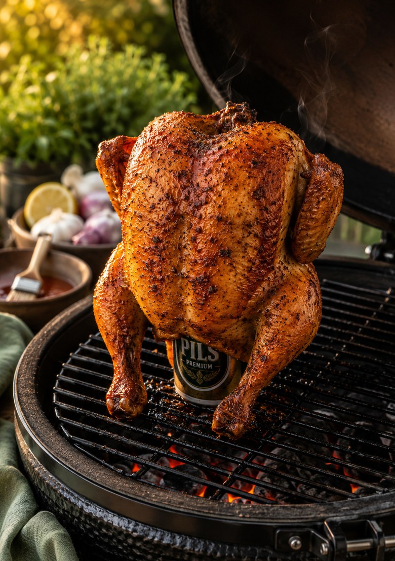 Hele kip op de kamado uit het Zomer & BBQ magazine