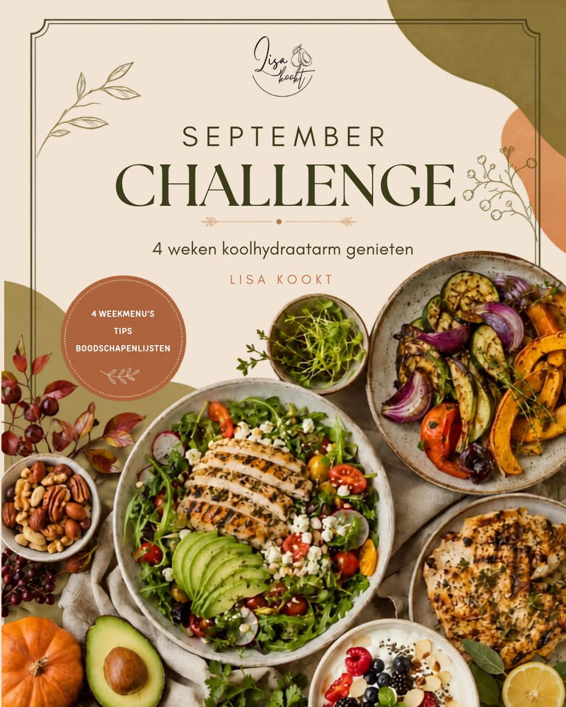 September Challenge 2026 van Lisa Kookt - vier weken koolhydraatarm genieten, start 14 september