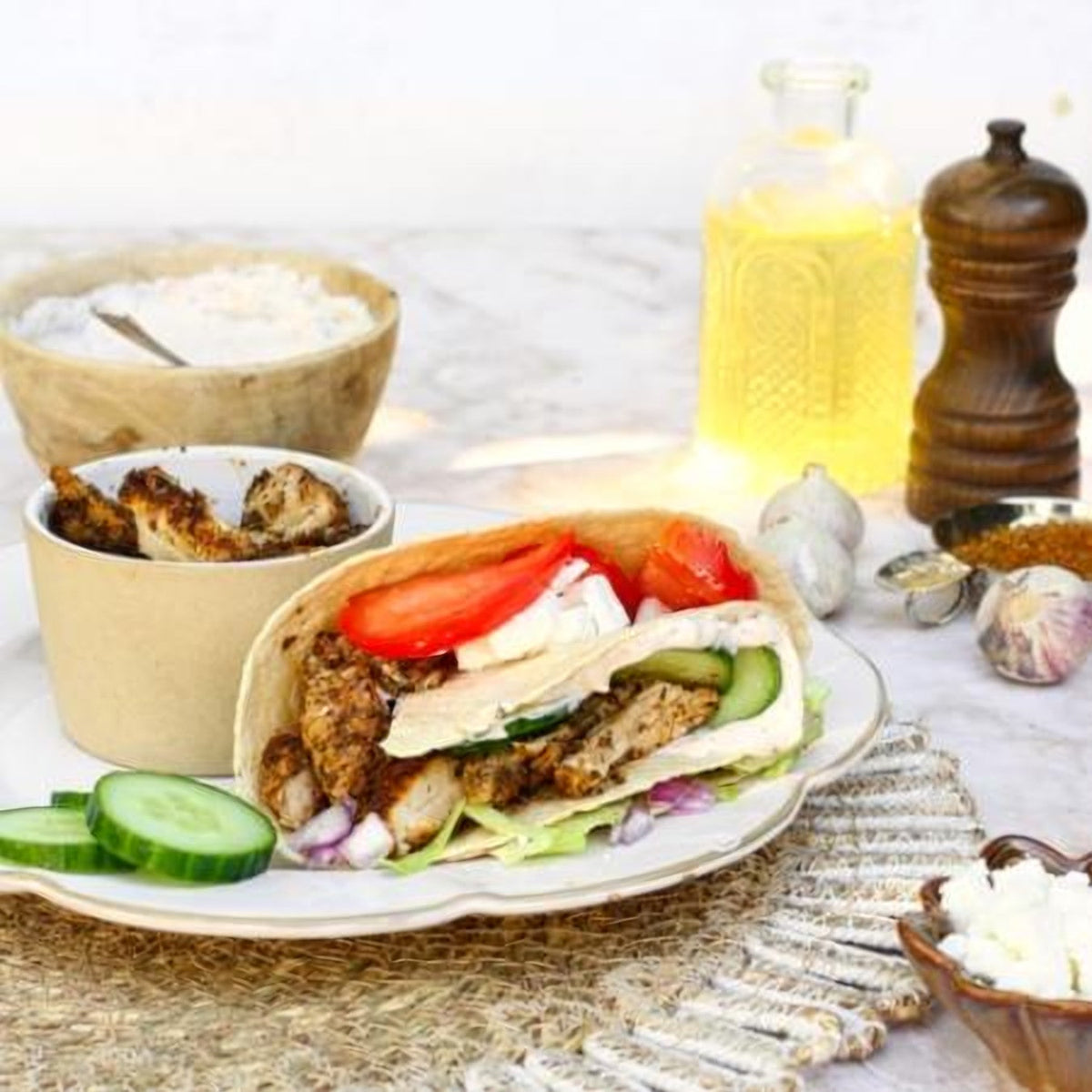 Griekse wrap sandwich