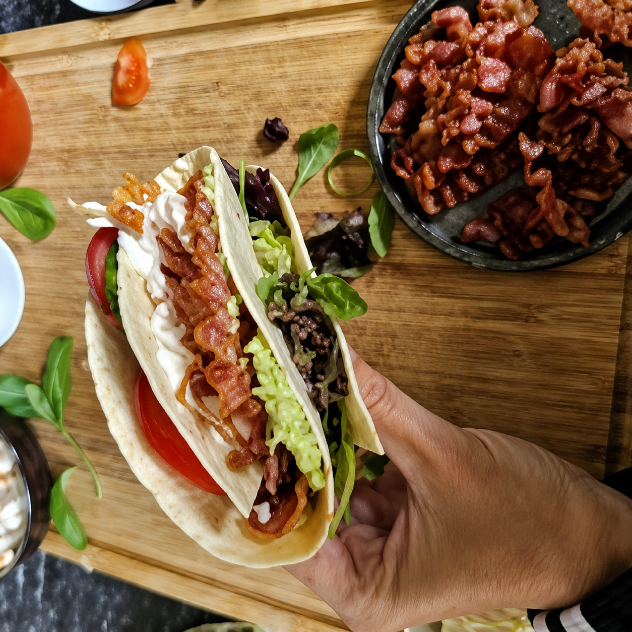 Wrap sandwich met kip en spek