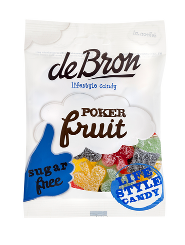 Zakje pokerfruit gums suikervrij van De Bron, koolhydraatarm snoep