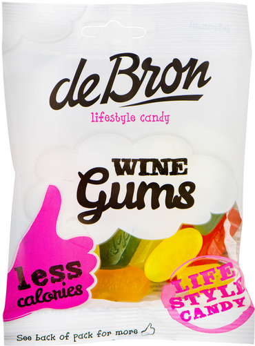 Zakje wine gums suikervrij van De Bron, koolhydraatarm snoep