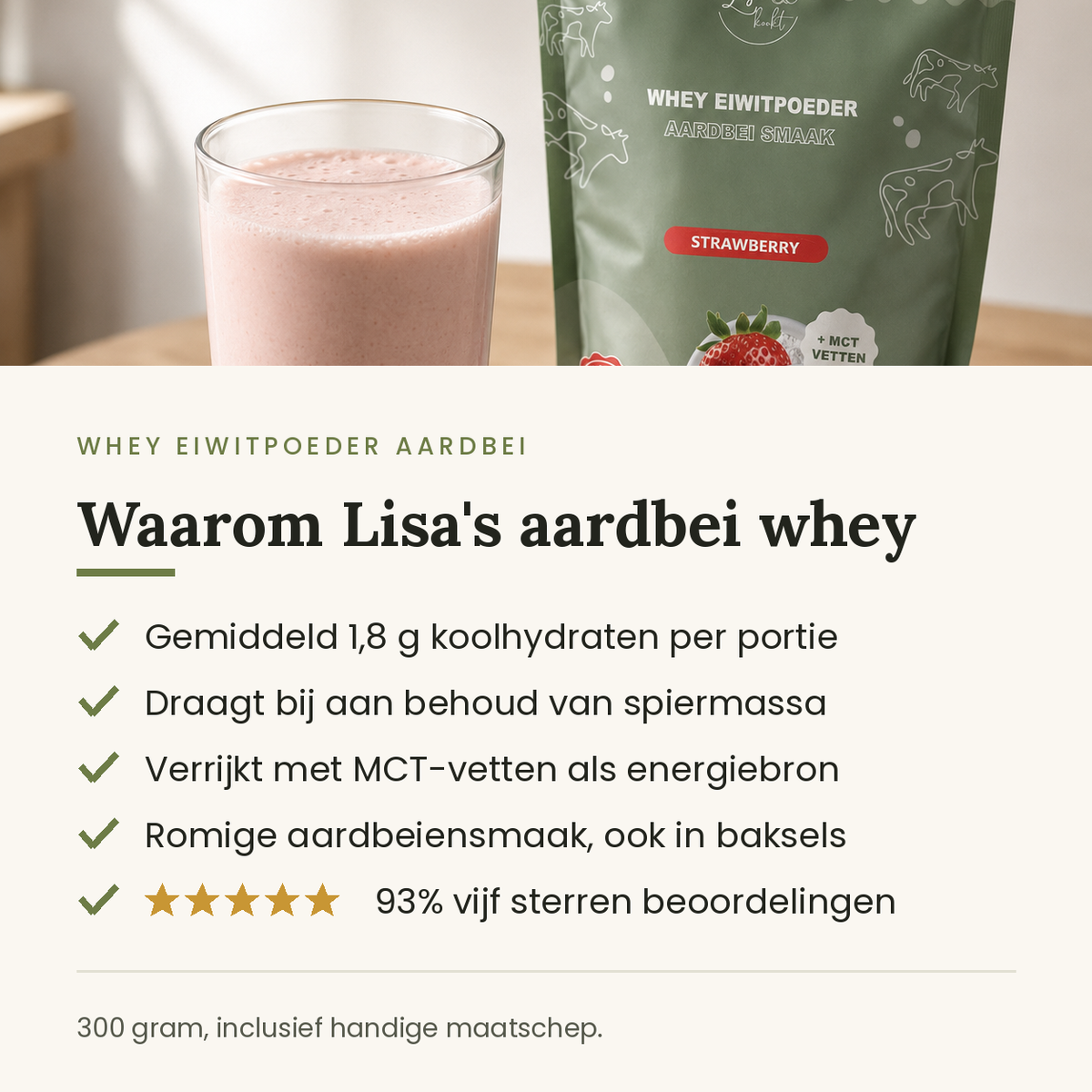 Waarom Lisa's aardbei whey: voordelen op een rij