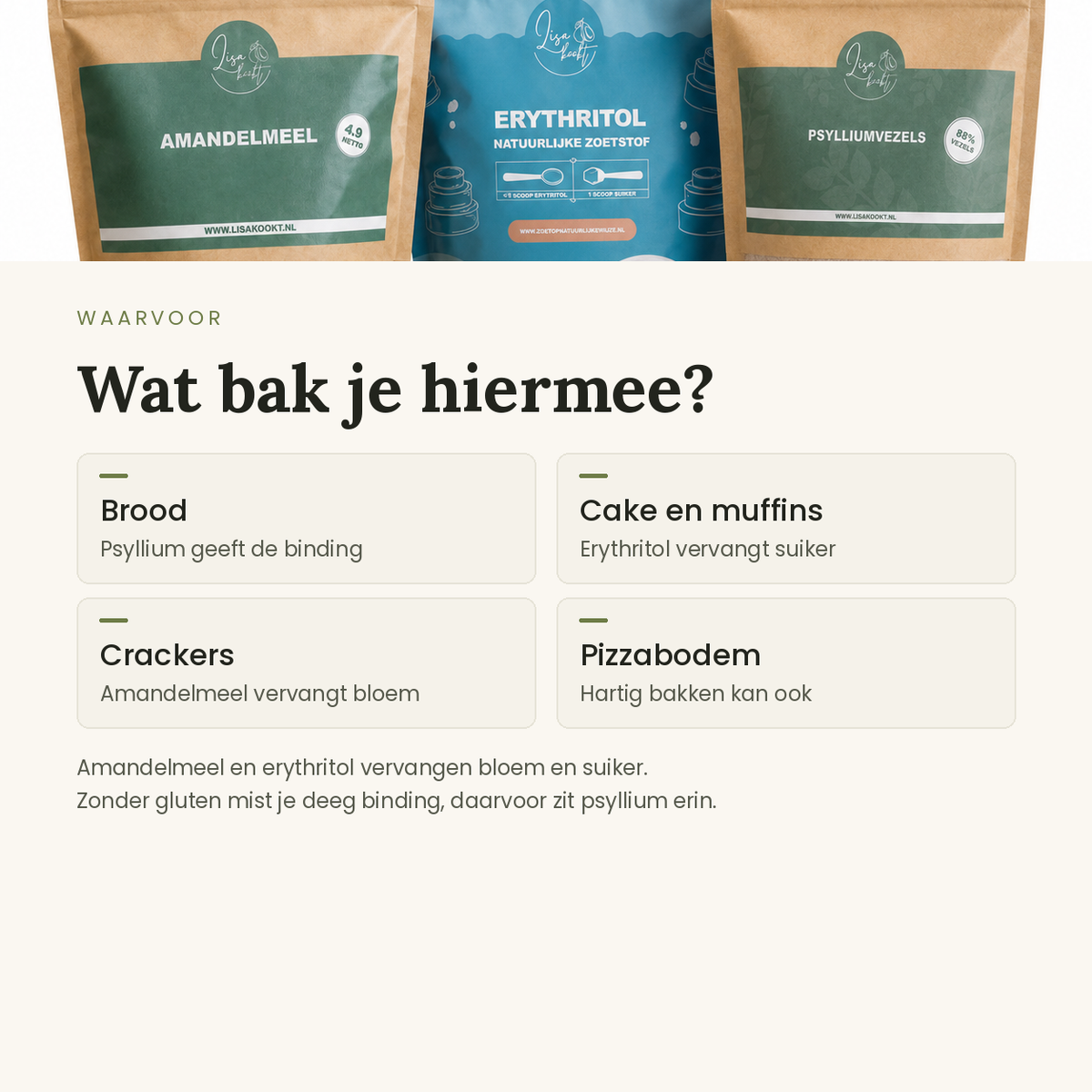 Wat je met het bakpakket bakt: brood, cake, crackers en pizzabodem