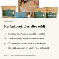 Bakpakket XL met het bakboek en zes basisingredienten