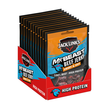 Doos met 12 zakjes Jack Link's Beef Jerky Sweet & Hot