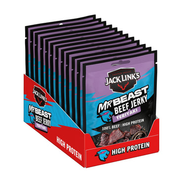 Doos met 12 zakjes Jack Link's Beef Jerky Teriyaki