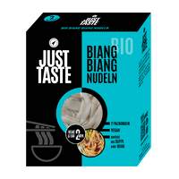 Doos Just Taste Bio Biang Biang Noedels van 300 gram in zwart en turquoise