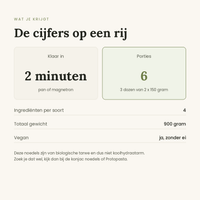 Bio noedels in twee minuten klaar, zes porties per pakket