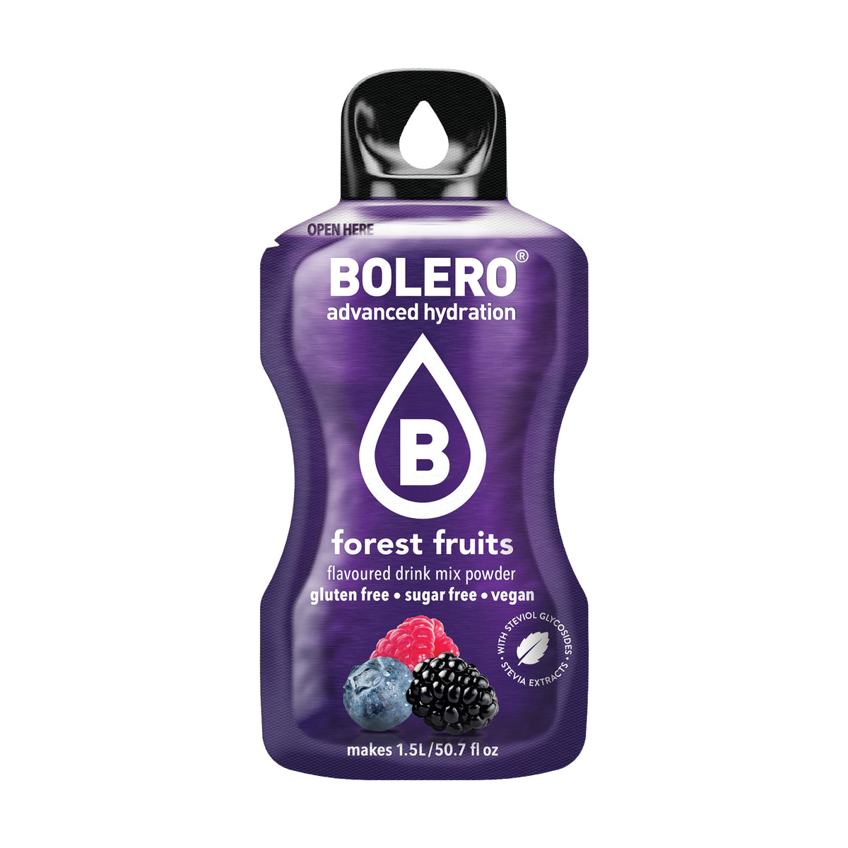 Bolero Bosvruchten, zakje suikervrije limonadepoeder van 9 gram voor 1,5 liter