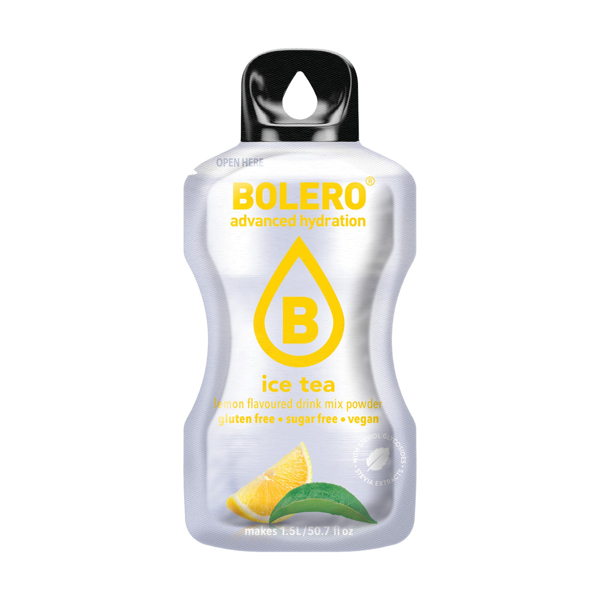 Bolero IJsthee Citroen, zakje suikervrije ice tea poeder van 9 gram voor 1,5 liter