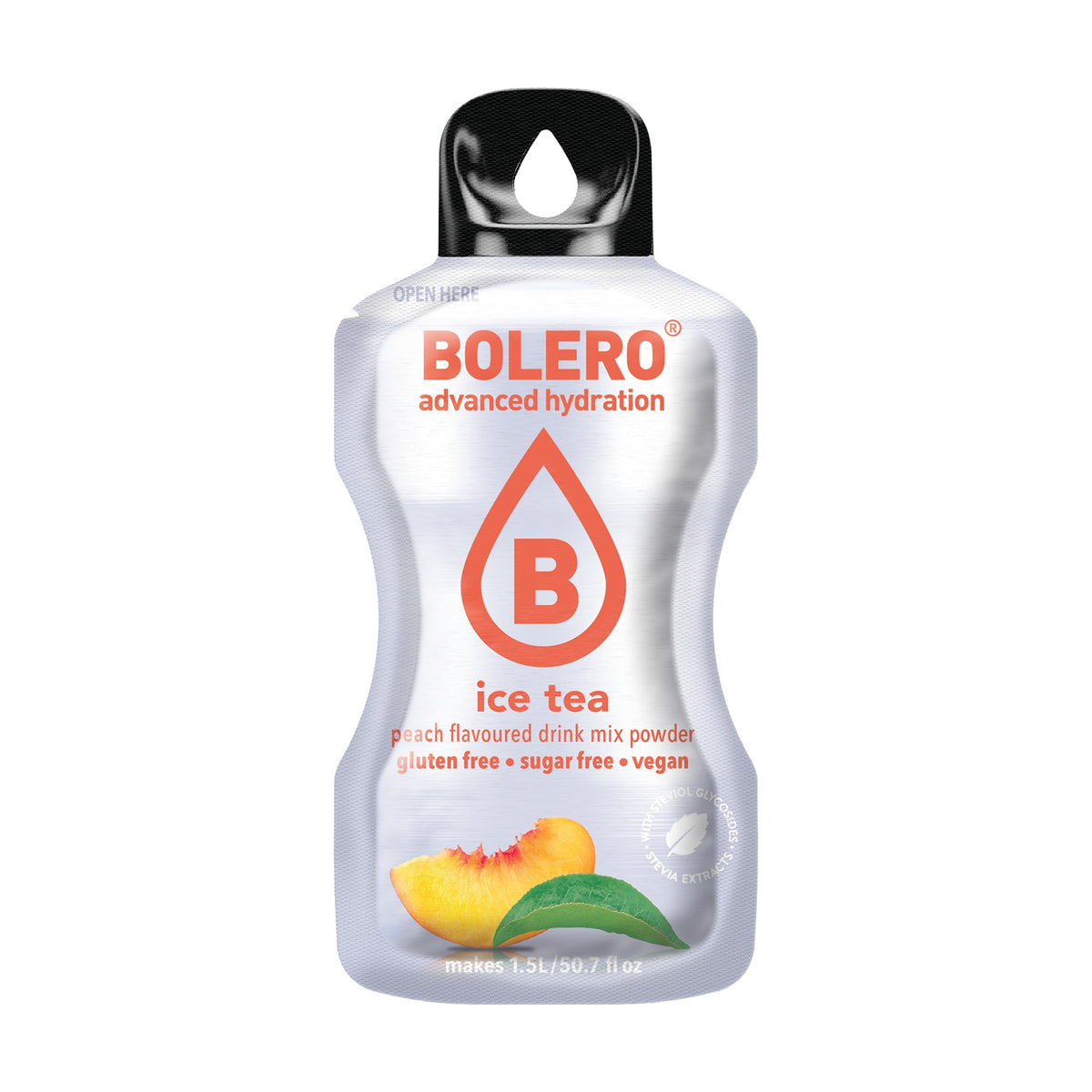Bolero IJsthee Perzik, zakje suikervrije ice tea poeder van 9 gram voor 1,5 liter