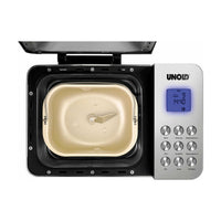 Unold broodbakmachine met open deksel, keramisch bakblik en bedieningspaneel met display