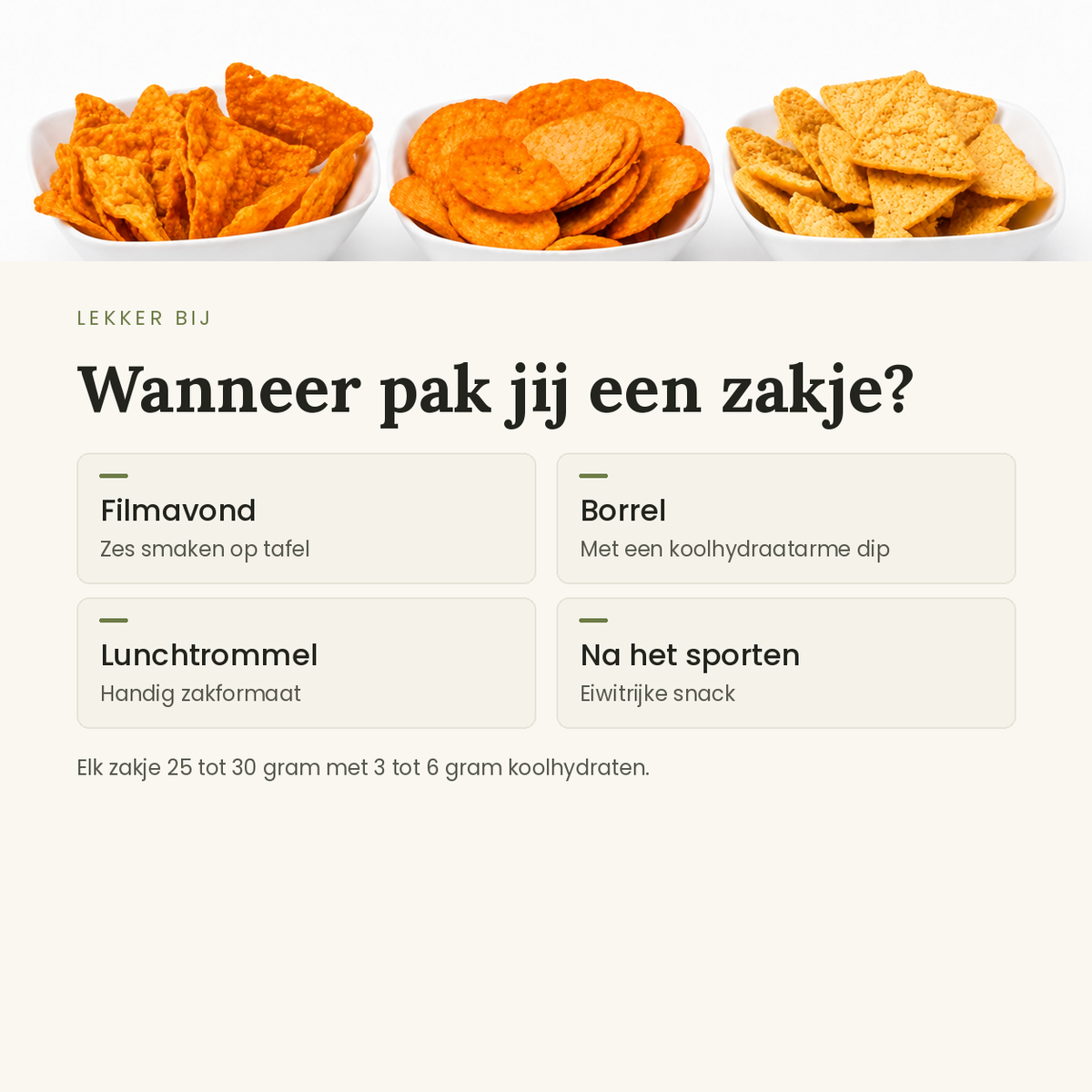 Chips proefpakket bij een filmavond, borrel, lunchtrommel of na het sporten