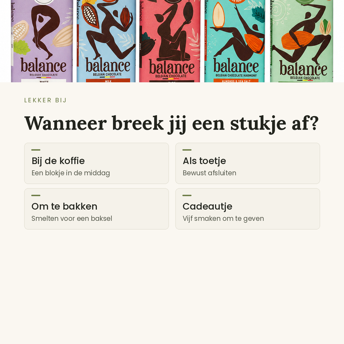 Chocoladerepen proefpakket bij de koffie, als toetje, om te bakken of als cadeau