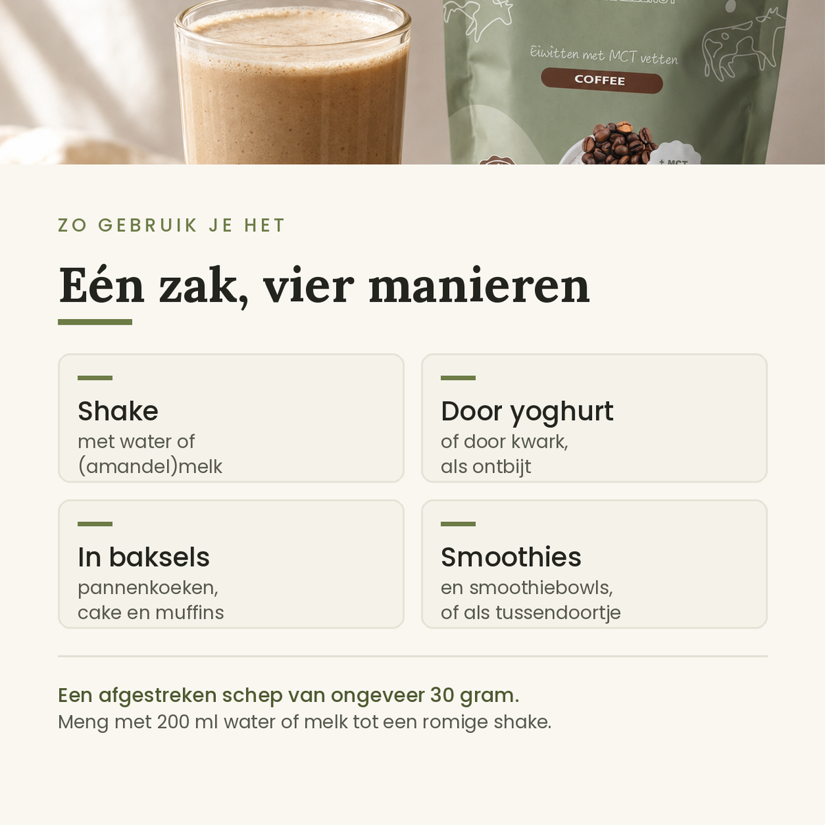 Toepassingen van whey eiwitpoeder coffee en hazelnut