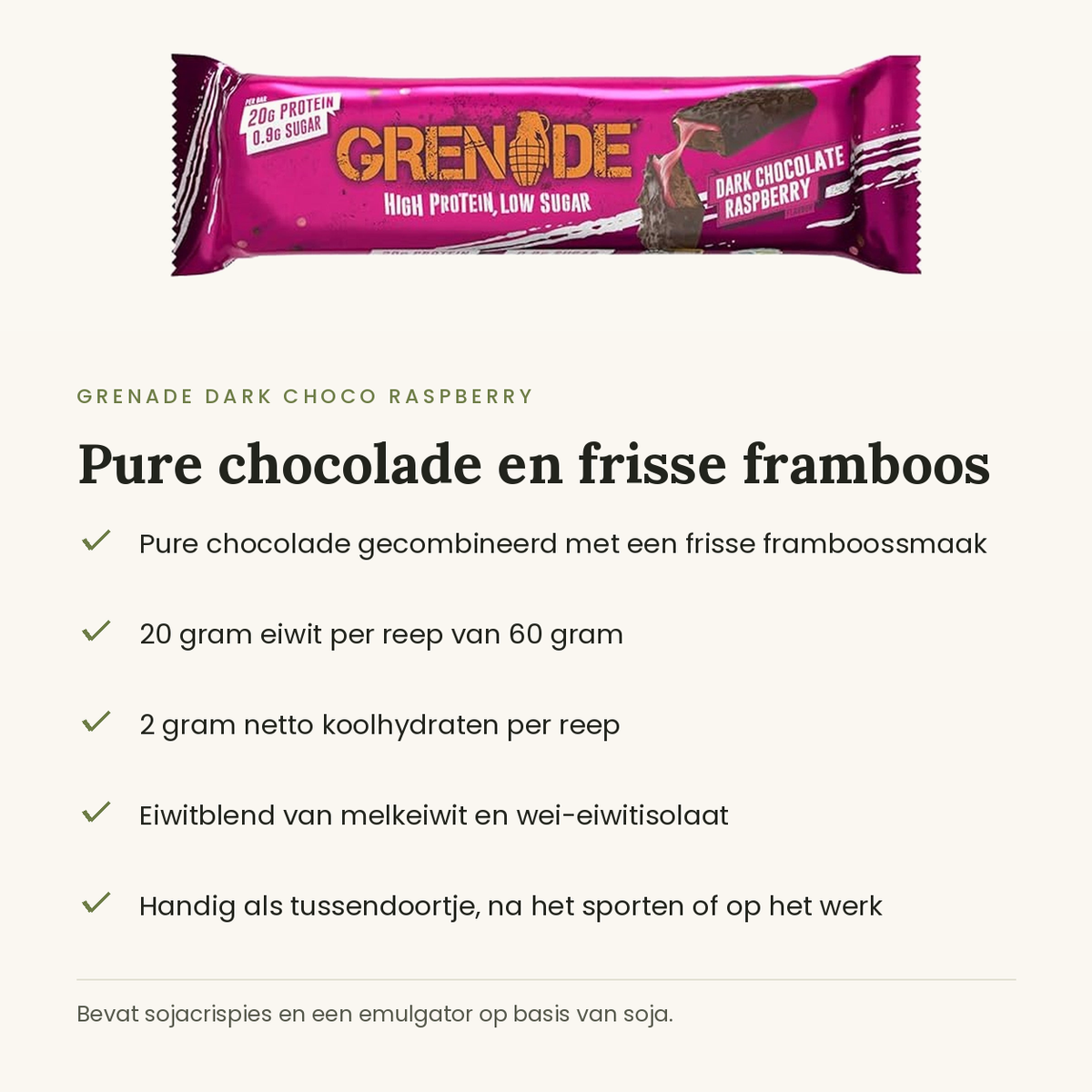 Grenade Dark Choco Raspberry voordelen