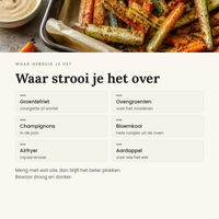 Waar strooi je het over: groentefriet, ovengroenten en champignons