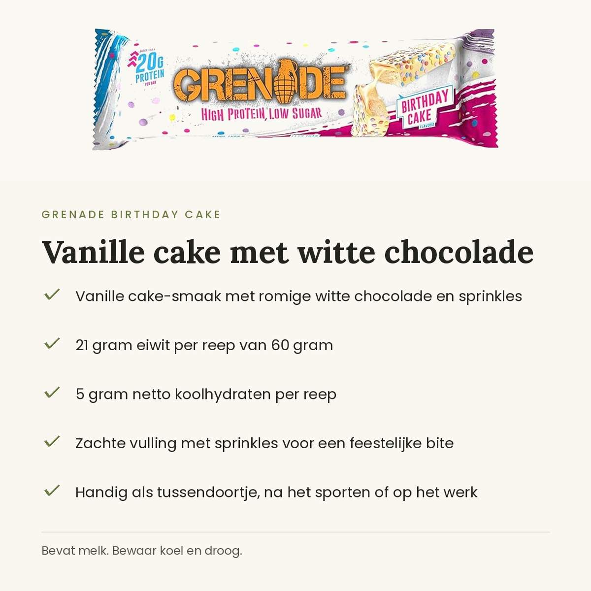 Grenade Birthday Cake voordelen