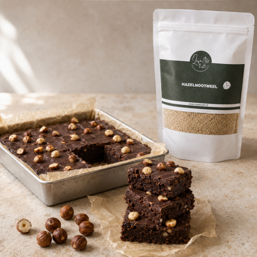 Koolhydraatarme hazelnootbrownies met hazelnootmeel