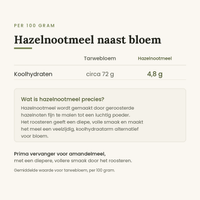 Hazelnootmeel vergeleken met tarwebloem per 100 gram
