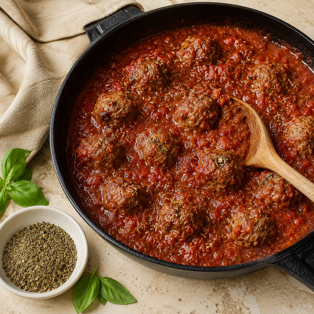 Gehaktballen in tomatensaus met Lisa Kookt Italiaanse kruiden