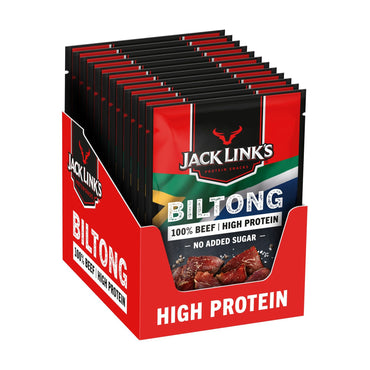 Doos met 12 zakjes Jack Link's Biltong, 100% beef en high protein