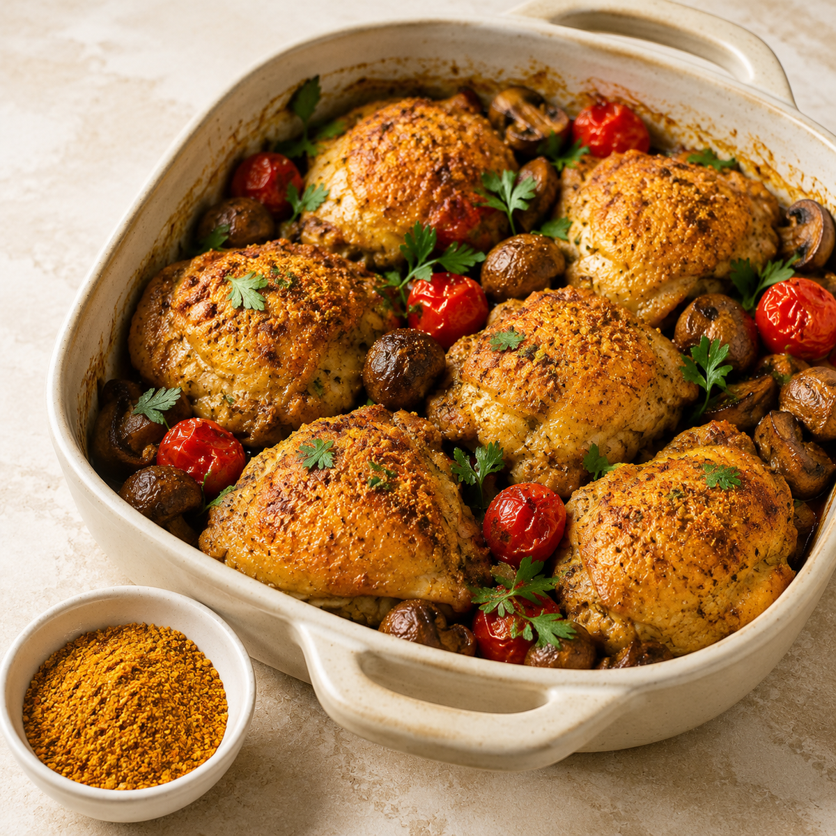 Kipdijen uit de oven met Lisa Kookt kip kruiden