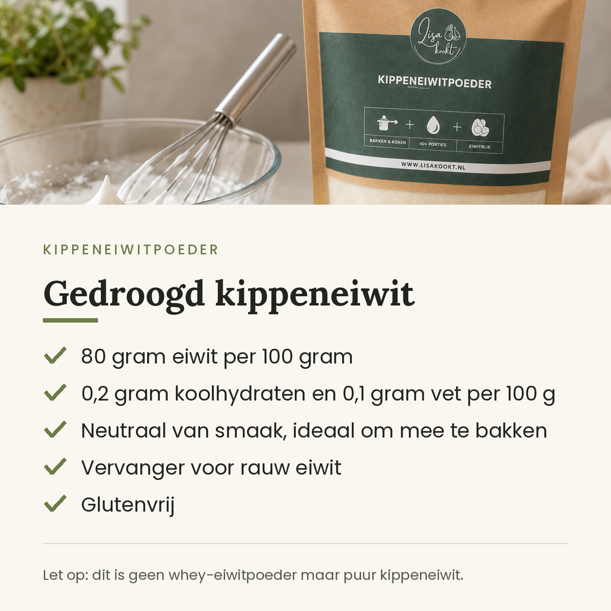Voordelen kippeneiwitpoeder Lisa Kookt