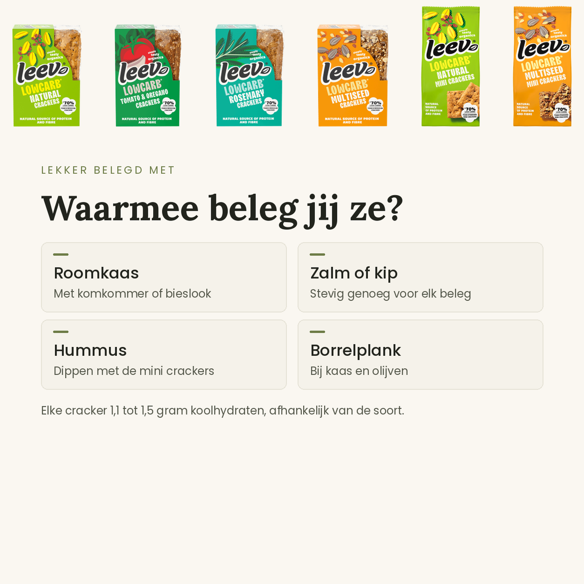Leev crackers proefpakket: waarmee beleg je ze