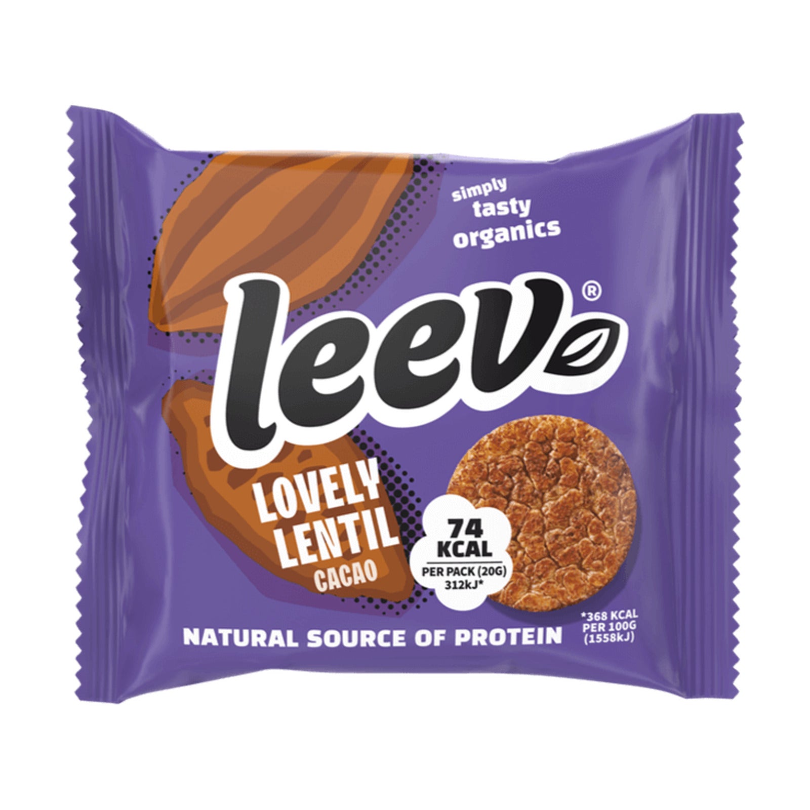 To go zakje Leev Linzenwafels Cacao van 20 gram met twee wafels