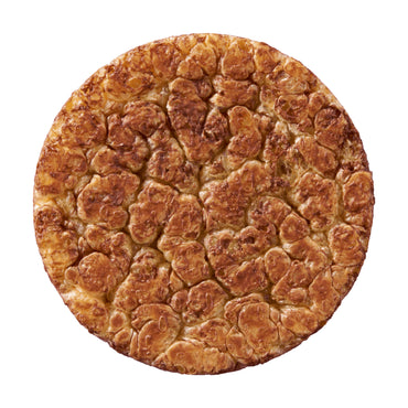 Losse linzenwafel met cacao van Leev van bovenaf gefotografeerd