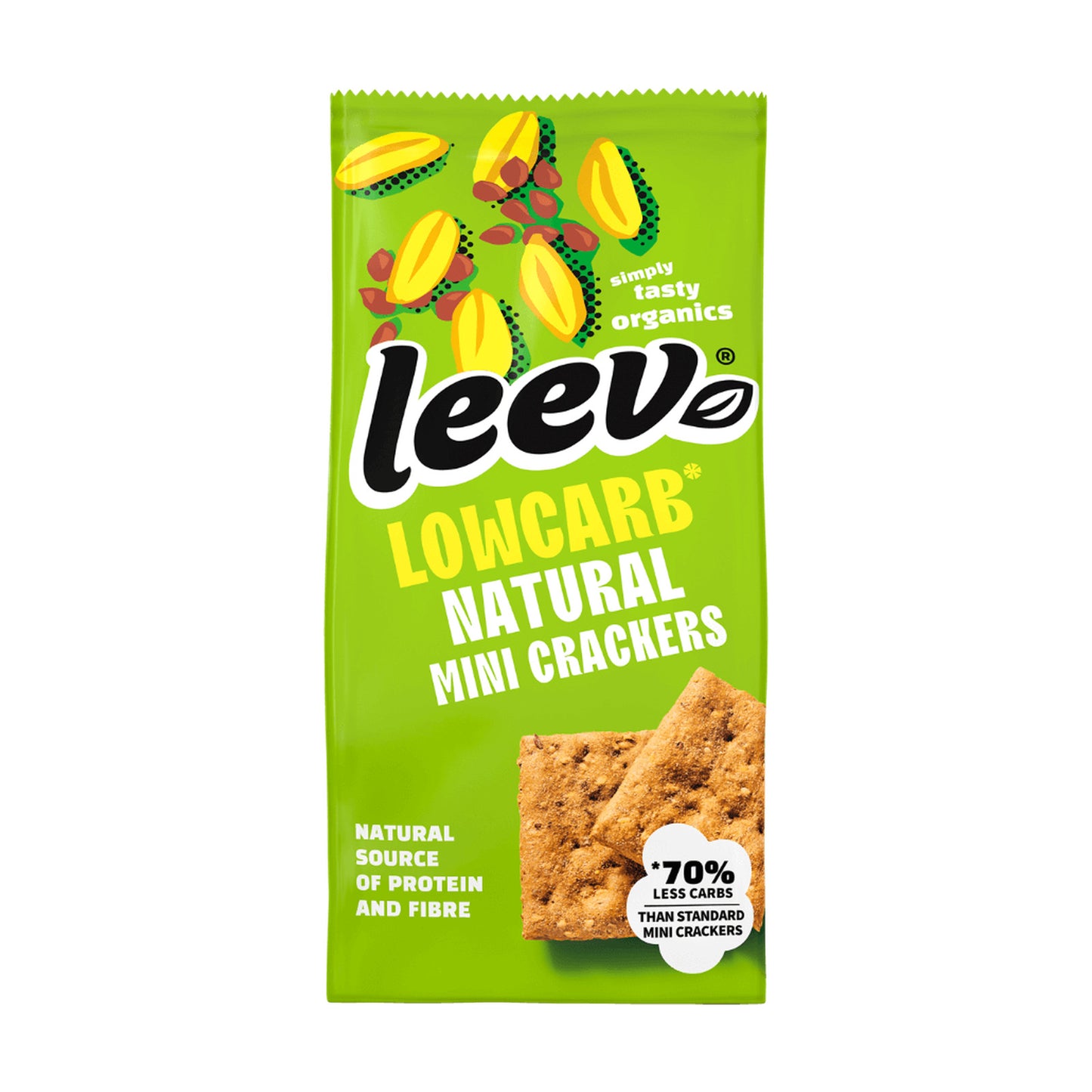 Zak Leev Mini Crackers Naturel van 85 gram, koolhydraatarme mini crackers