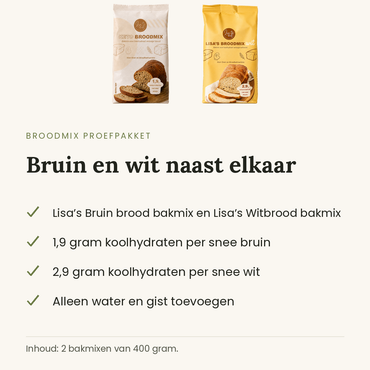 Broodmix proefpakket: bruin en wit naast elkaar