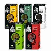 Bonenpasta proefpakket met kikkererwten, edamame, mungo edamame, zwarte bonen en azuki pasta van Just Taste
