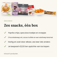 Snackbox: zes snacks in een box, wat er in zit