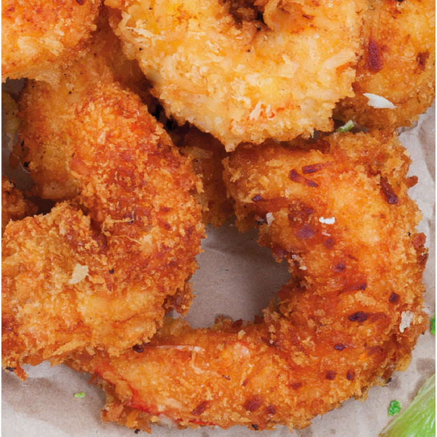 Krokante kokosgarnalen met dip