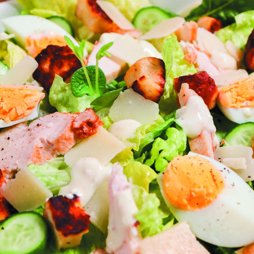 Caesarsalade met halloumicroutons