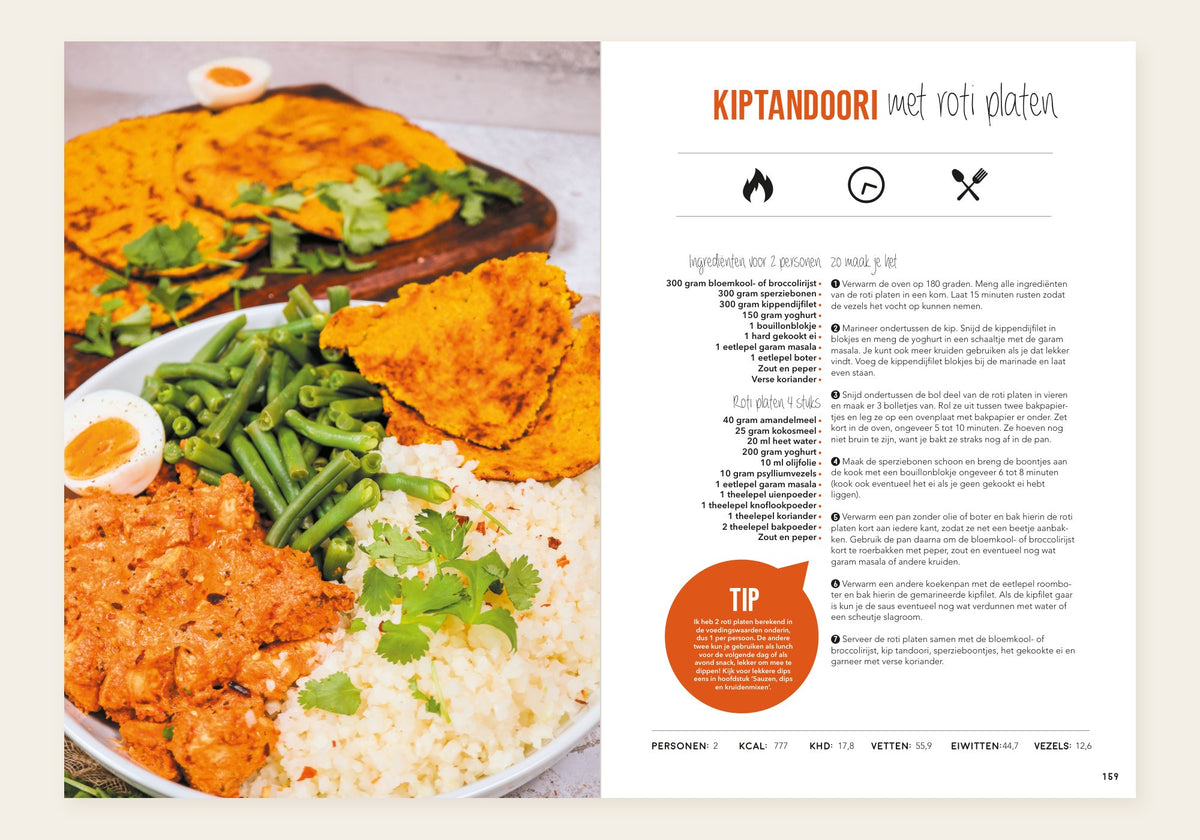 Kiptandoori met roti platen, recept uit Lisa Kookt Koolhydraatarm 2