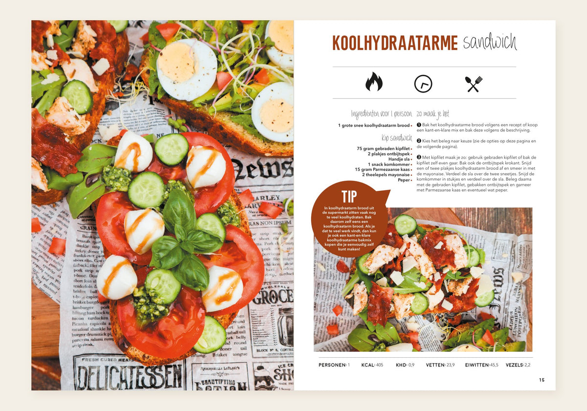 Koolhydraatarme sandwich, recept uit Lisa Kookt Koolhydraatarm 2