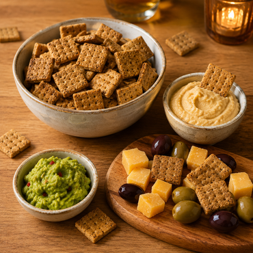 Leev mini crackers naturel op de borrelplank