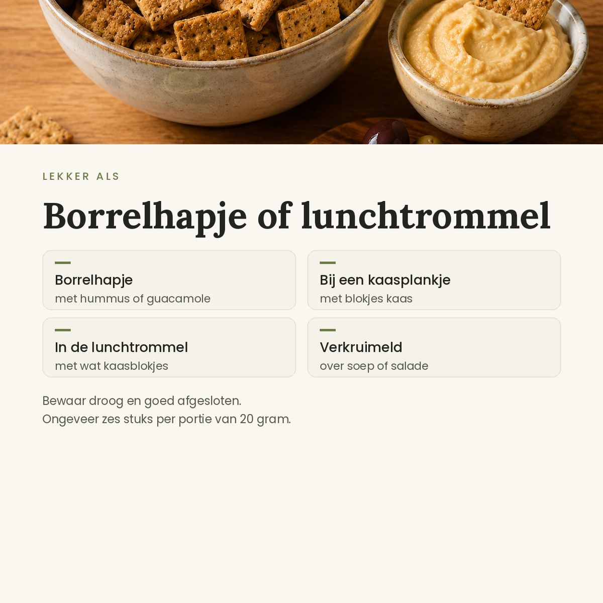 Leev mini crackers naturel toepassingen