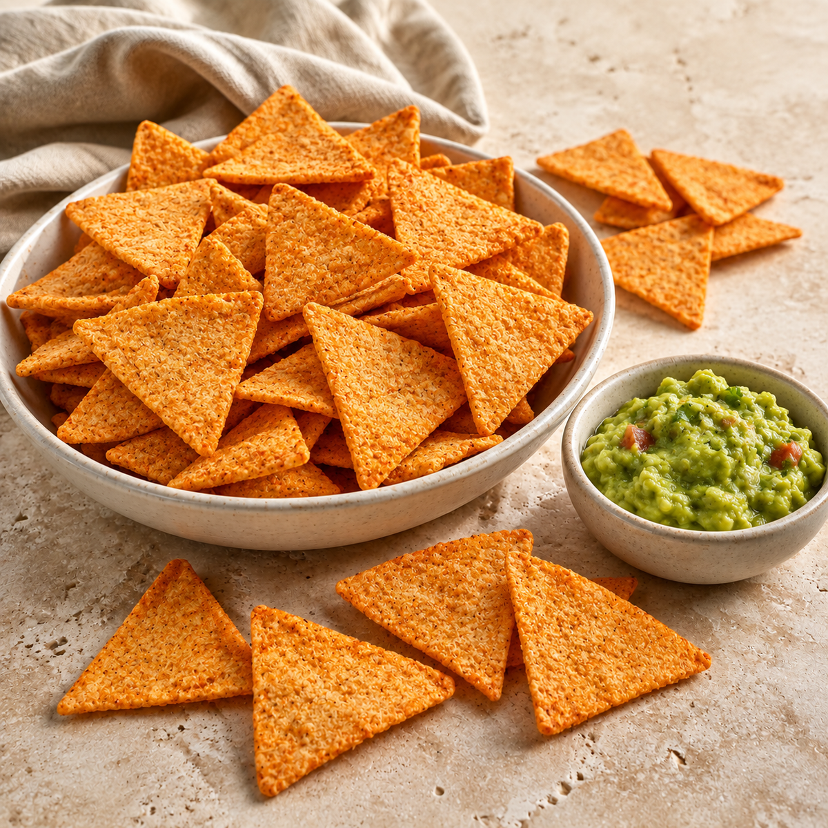 Mexicaanse Nacho Chips in een schaal met guacamole