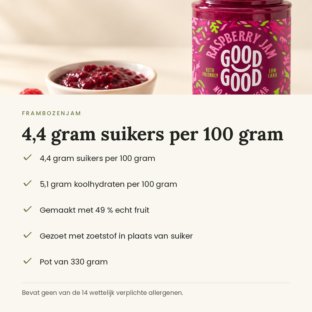Frambozenjam kenmerken