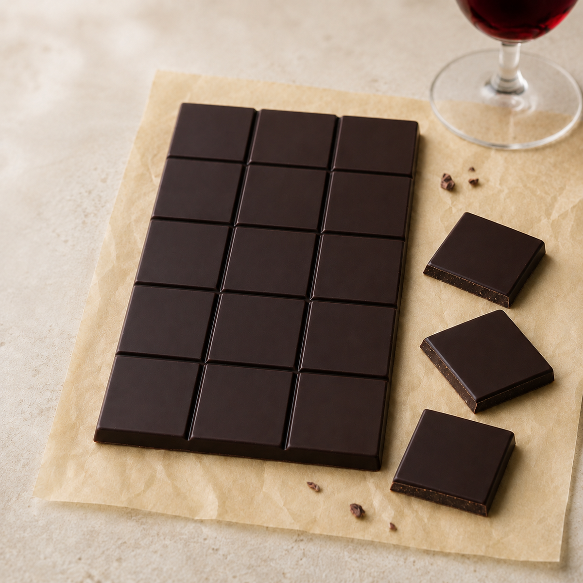 Pure chocolade reep gebroken